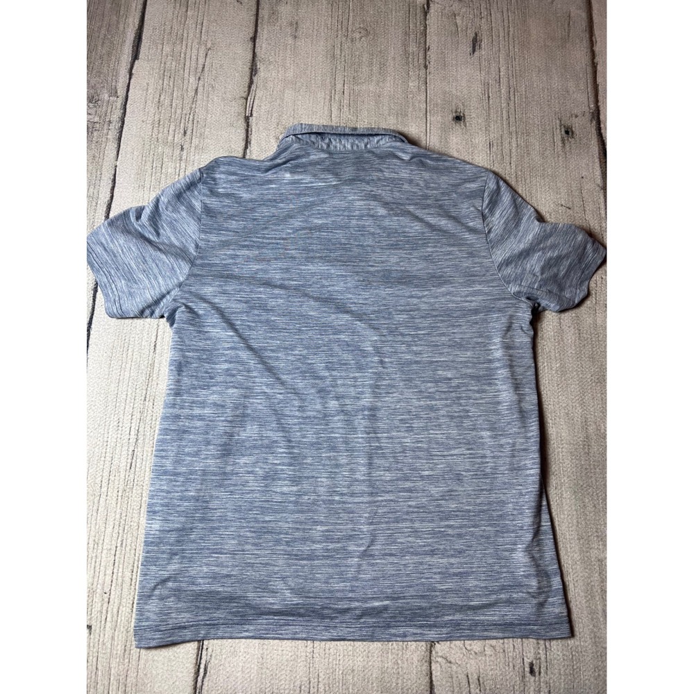 Adidas Mens Golf Polo Shirt XL Blue Heathered Striped Performance Short Sleeve - Picture 6 of 6